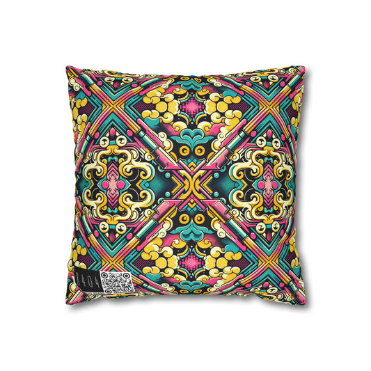 Neon Pop Art Revival Pop Culture Retro Spun Polyester Square Pillowcase - 8404 Design-59