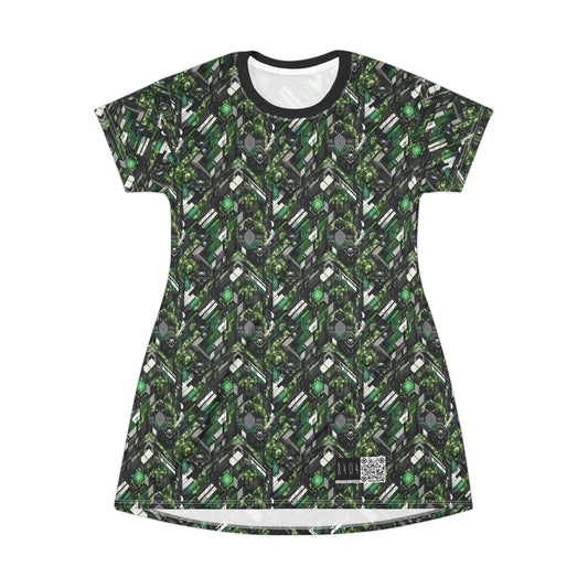 Tech Camo Fusion Tech-Forward Streetwear With a Futuristic Edge T-Shirt Dress - 8404 Design-58