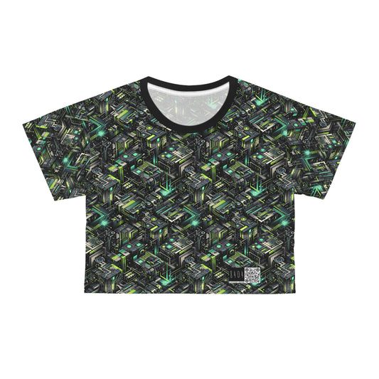 Tech-Infused Graphics Tech-Forward Streetwear Crop Tee - 8404 Design-47