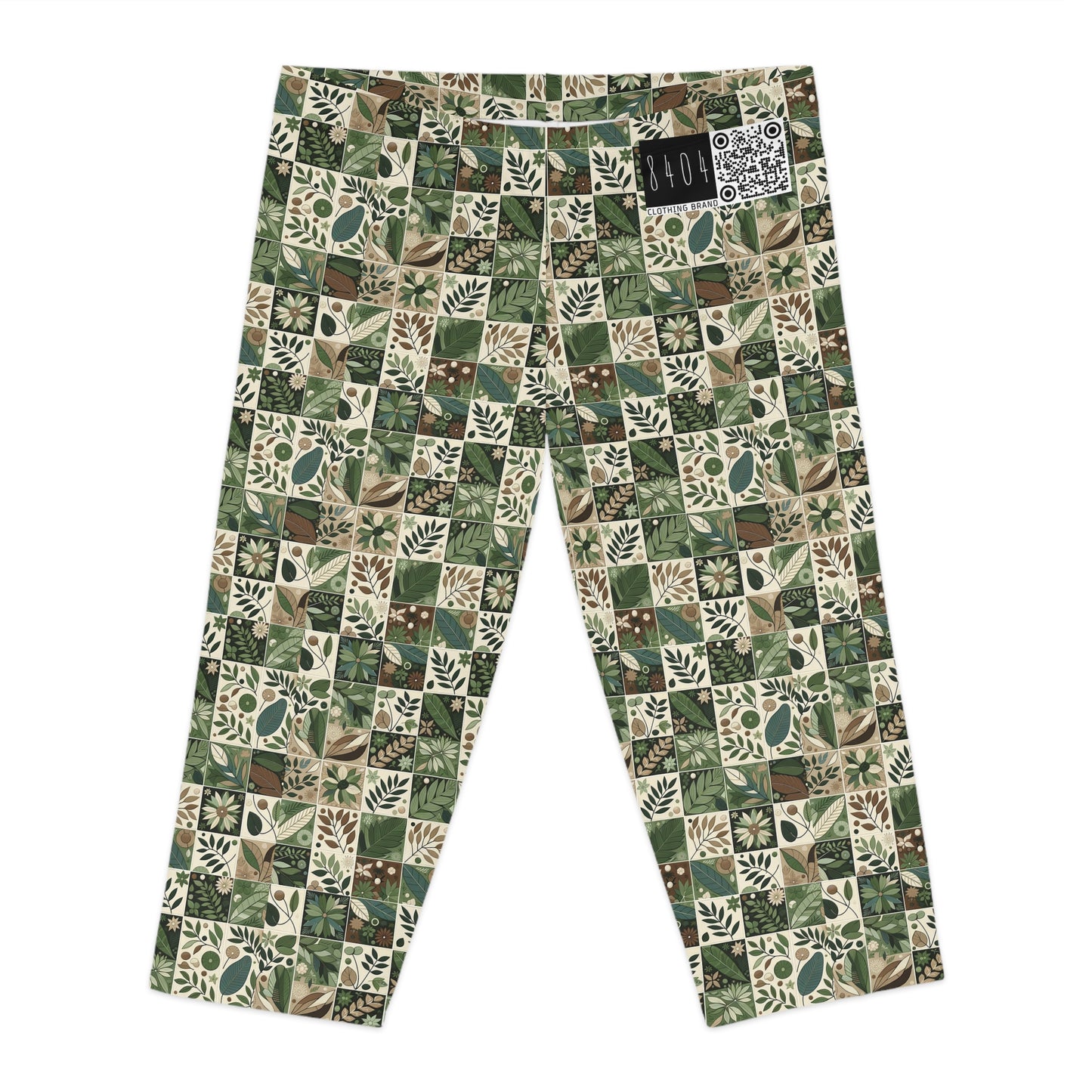 Streetwear Sustainability Environmentally Conscious Streetwear with a Natural Aesthetic Women's Capri Leggings - 8404 Design-57