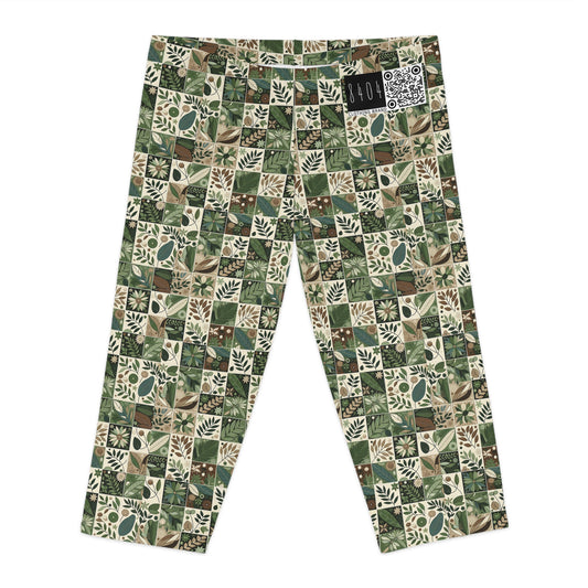 Streetwear Sustainability Environmentally Conscious Streetwear with a Natural Aesthetic Women's Capri Leggings - 8404 Design-57