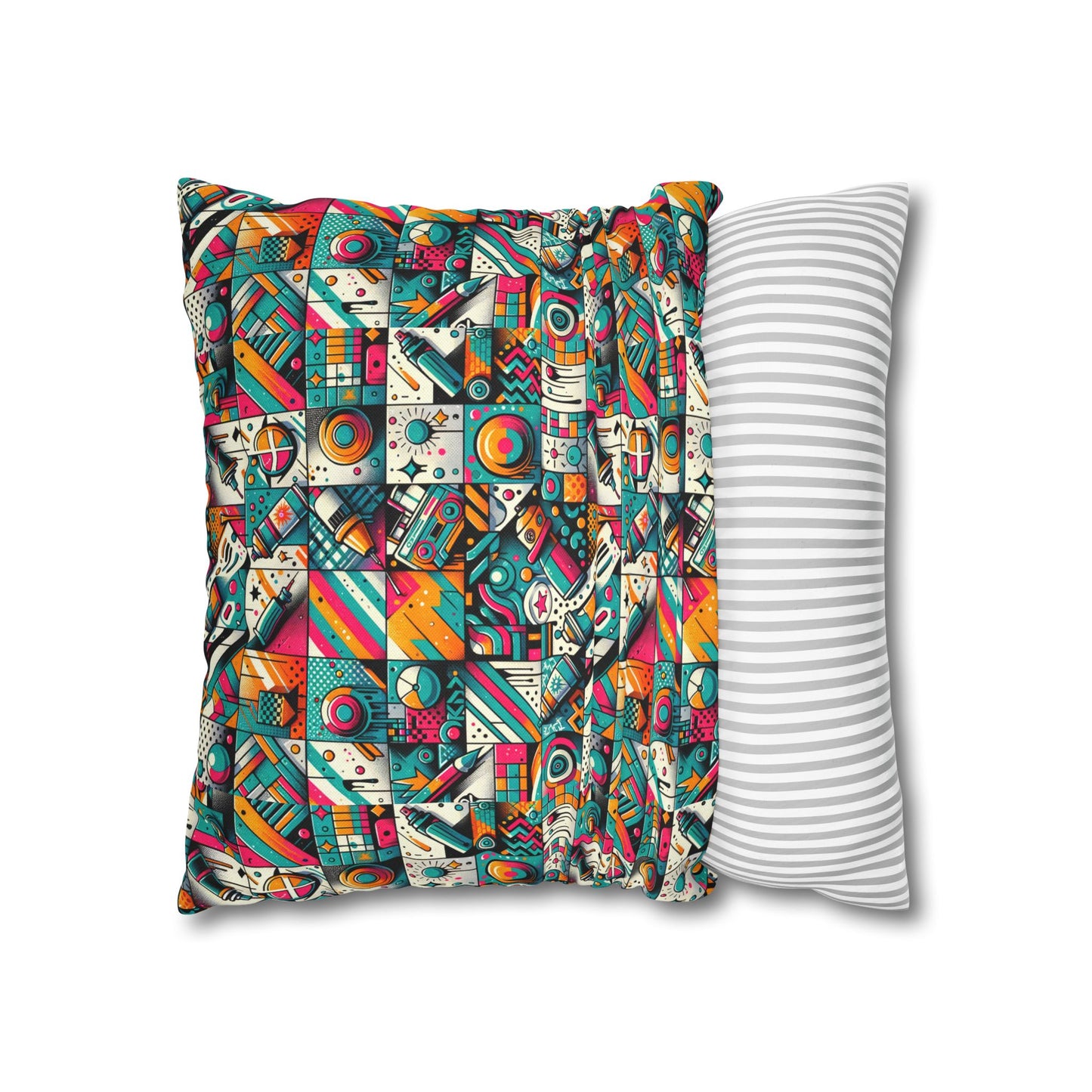 Graffiti Fusion Modern Street Art Fusion Spun Polyester Square Pillowcase - 8404 Design-58