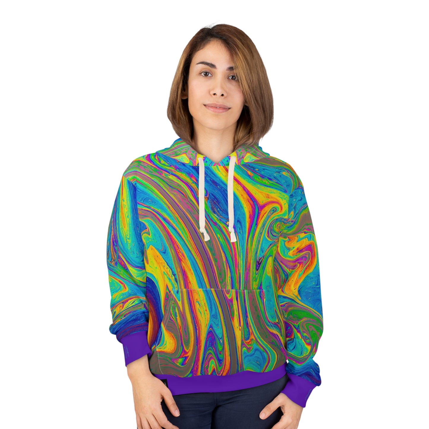 8404's Unisex Adult "Flowing Colors in Purple" Fashion Pullover Hoodie