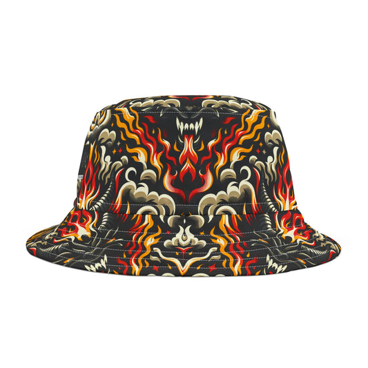 Flame Graphics Maximalist Streetwear Bucket Hat - 8404 Design-59