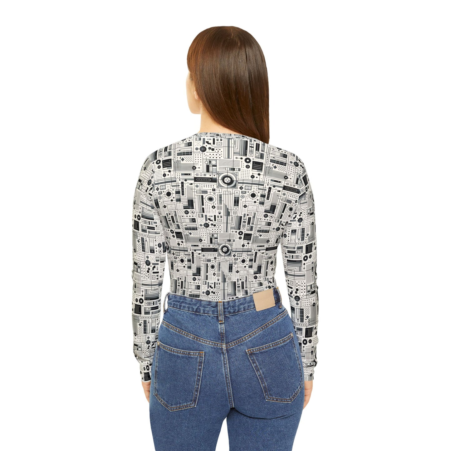 Digital Minimalism Minimalist Tech Women's Long Sleeve V-Neck Shirt - 8404 Design-53