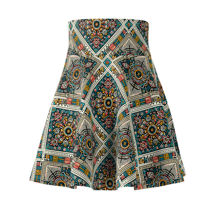 Cultural Fusion Tech Blend of Cultural Heritage With Tech-Inspired Elements Women's Skater Skirt - 8404 Design-64