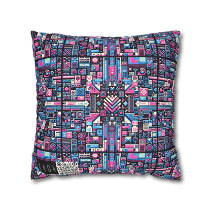 Digital Rebellion Youthful Streetwear with a Rebellious Digital Twist Faux Suede Square Pillowcase - 8404 Design-65