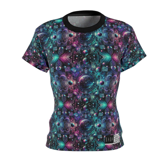 Galactic Hues Tech-Forward Cosmic Fusion Women's Cut & Sew Tee - 8404 Design-59