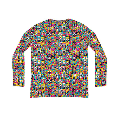 Neon Pop Playful Pop Culture Mashup Women's Long Sleeve V-Neck Shirt - 8404 Design-60