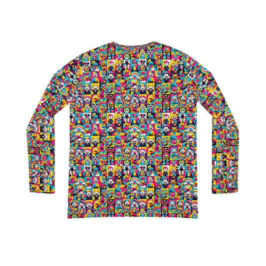 Neon Pop Playful Pop Culture Mashup Women's Long Sleeve V-Neck Shirt - 8404 Design-60