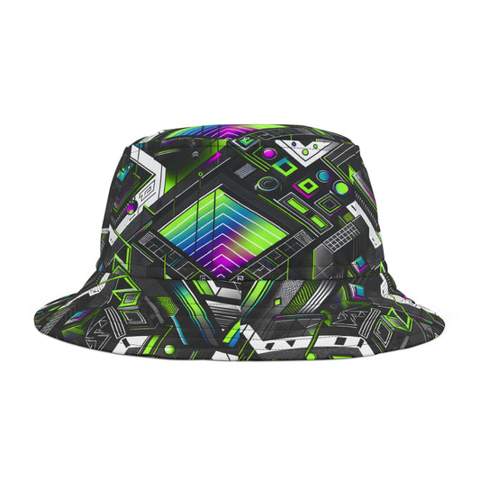 Retro Futurism Graphics Tech-Forward Streetwear Bucket Hat - 8404 Design-52