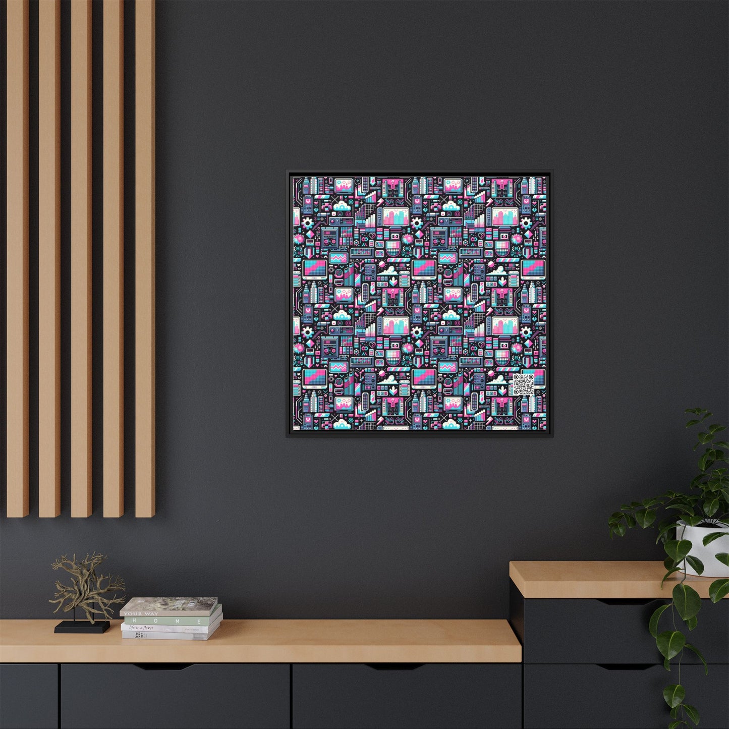 Digital Rebellion Youthful Streetwear with a Rebellious Digital Twist Matte Canvas, Framed (multi-color) - 8404 Design-71 A