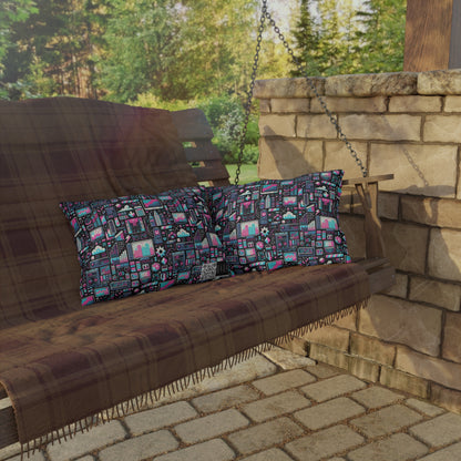 Digital Rebellion Youthful Streetwear with a Rebellious Digital Twist Outdoor Pillow - 8404 Design-71