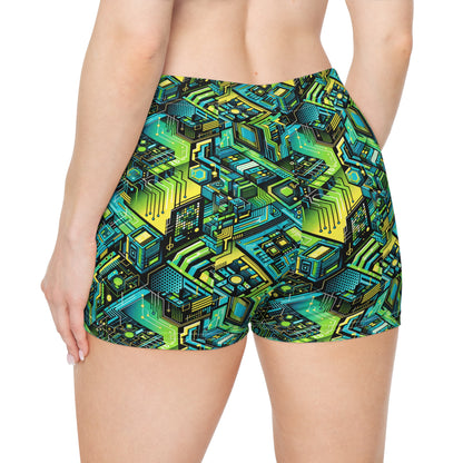 Tech-Infused Neon Tech-Forward Streetwear Women's Shorts - 8404 Design-38