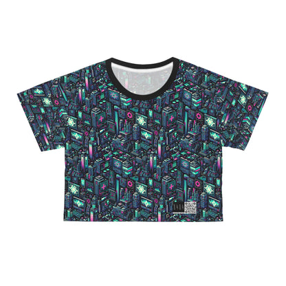 Digital Rebellion Tech-Inspired Streetwear Crop Tee - 8404 Design-58