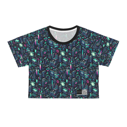 Digital Rebellion Tech-Inspired Streetwear Crop Tee - 8404 Design-58