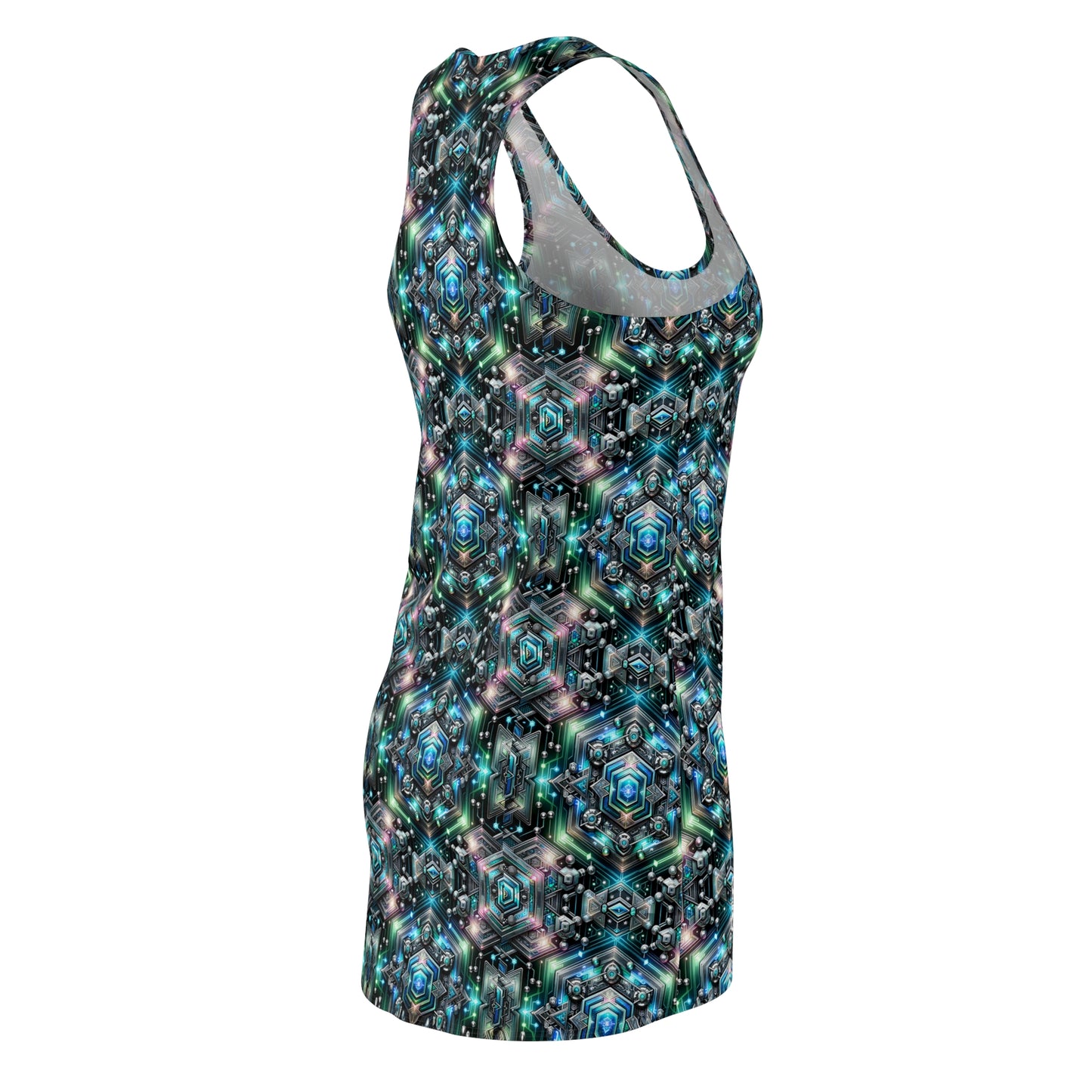 Tech-Infused Futurism Futuristic Tech Women's Cut & Sew Racerback Dress - 8404 Design-63