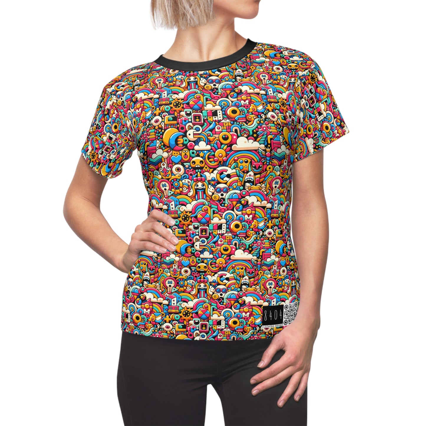 Neon Pop Playful Pop Culture Mashup Women's Cut & Sew Tee - 8404 Design-62