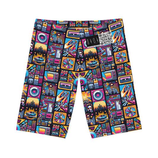 Digital Pop Culture Mashup Maximalist Pop Women's Bike Shorts - 8404 Design-52