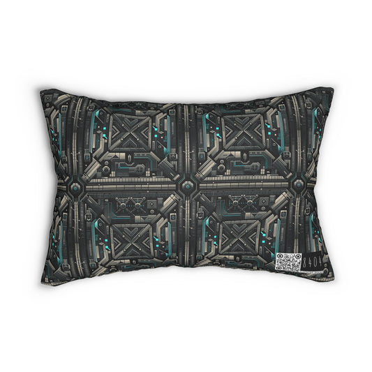 Tech Noir Futuristic Tech Aesthetic with a Dark Twist Spun Polyester Lumbar Pillow - 8404 Design-59 B