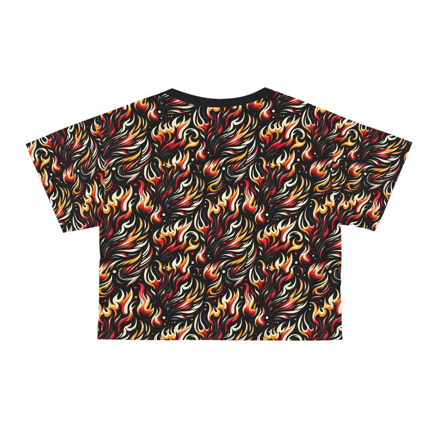 Fire & Flames Bold Streetwear Statement Crop Tee - 8404 Design-60