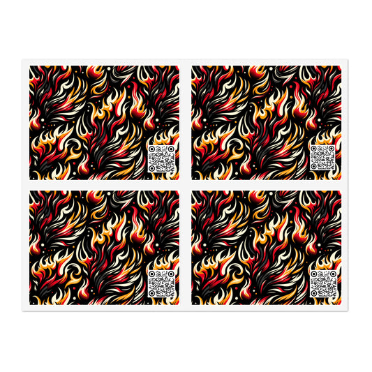 Fire & Flames Bold Streetwear Statement Sticker Sheets - 8404 Design-60