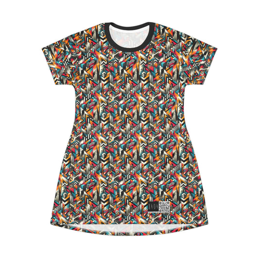 Graffiti Revival Urban Street Art T-Shirt Dress - 8404 Design-62