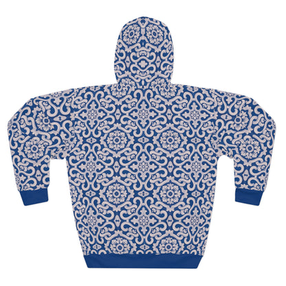 8404 Unisex Adult's "elegant Mosaic" Fashion Pullover Hoodie in Royal Blue