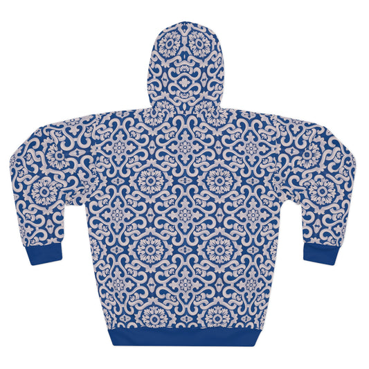 8404 Unisex Adult's "elegant Mosaic" Fashion Pullover Hoodie in Royal Blue