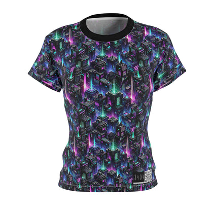 Tech Noir Graphics Futuristic Tech Aesthetics Women's Cut & Sew Tee - 8404 Design-55