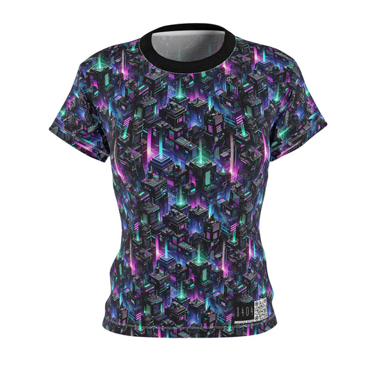 Tech Noir Graphics Futuristic Tech Aesthetics Women's Cut & Sew Tee - 8404 Design-55