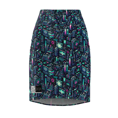 Digital Rebellion Tech-Inspired Streetwear Women's Pencil Skirt - 8404 Design-58