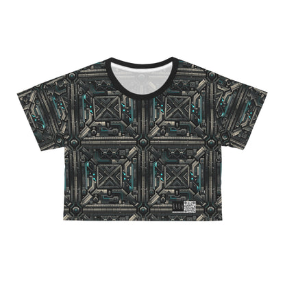 Tech Noir Futuristic Tech Aesthetic with a Dark Twist Crop Tee - 8404 Design-59