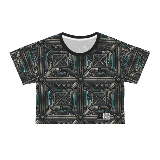 Tech Noir Futuristic Tech Aesthetic with a Dark Twist Crop Tee - 8404 Design-59