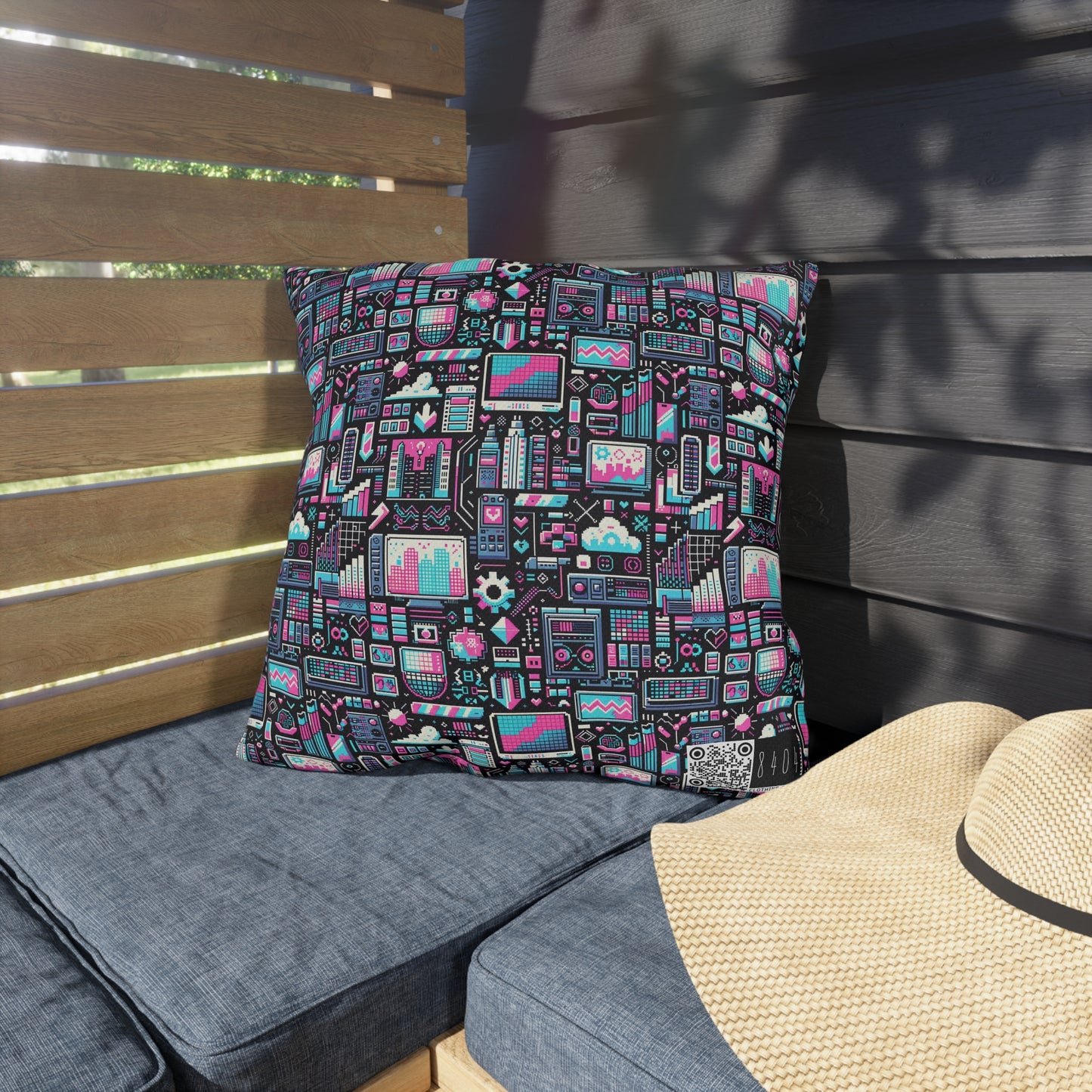 Digital Rebellion Youthful Streetwear with a Rebellious Digital Twist Outdoor Pillow - 8404 Design-71