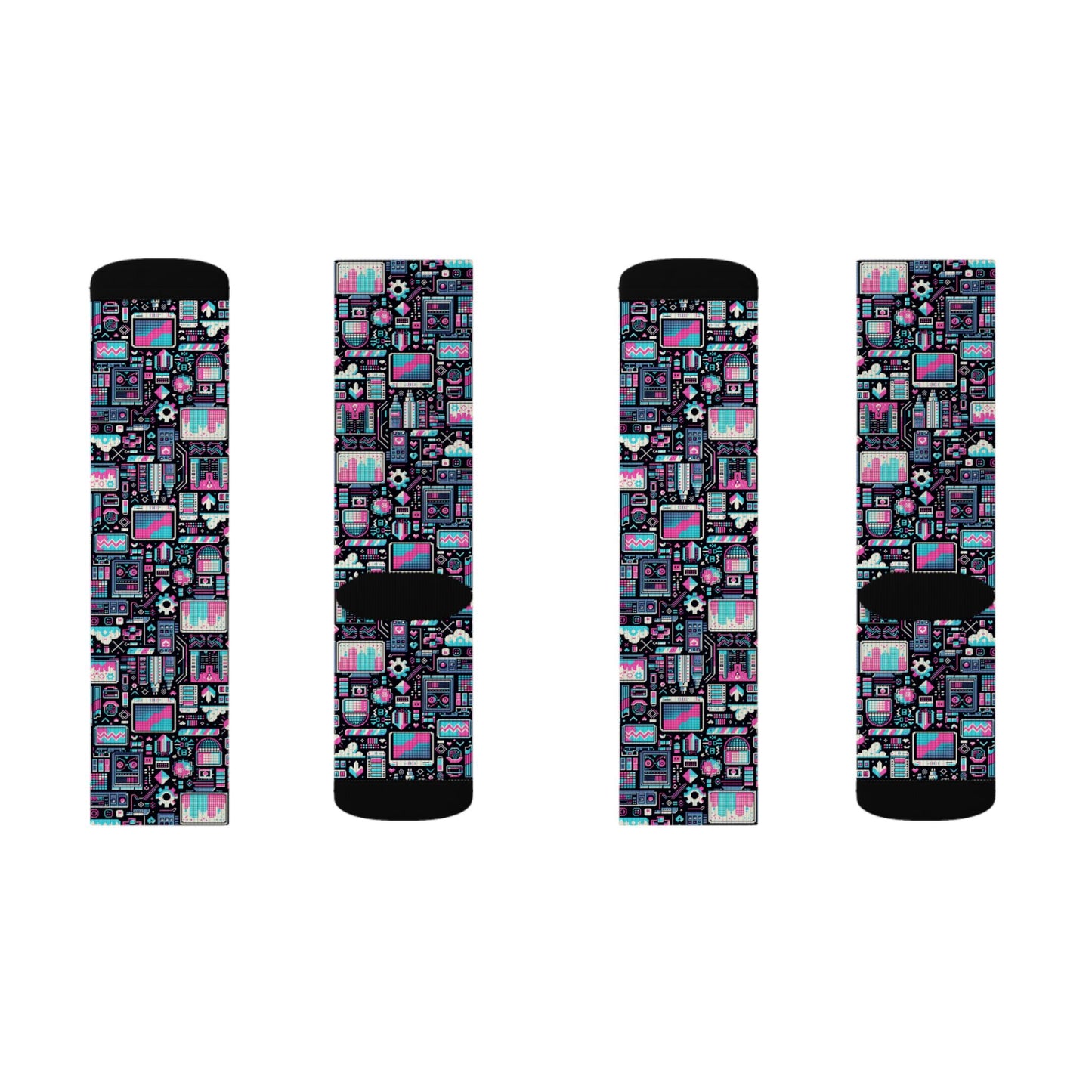 Digital Rebellion Youthful Streetwear with a Rebellious Digital Twist Sublimation Socks - 8404 Design-71