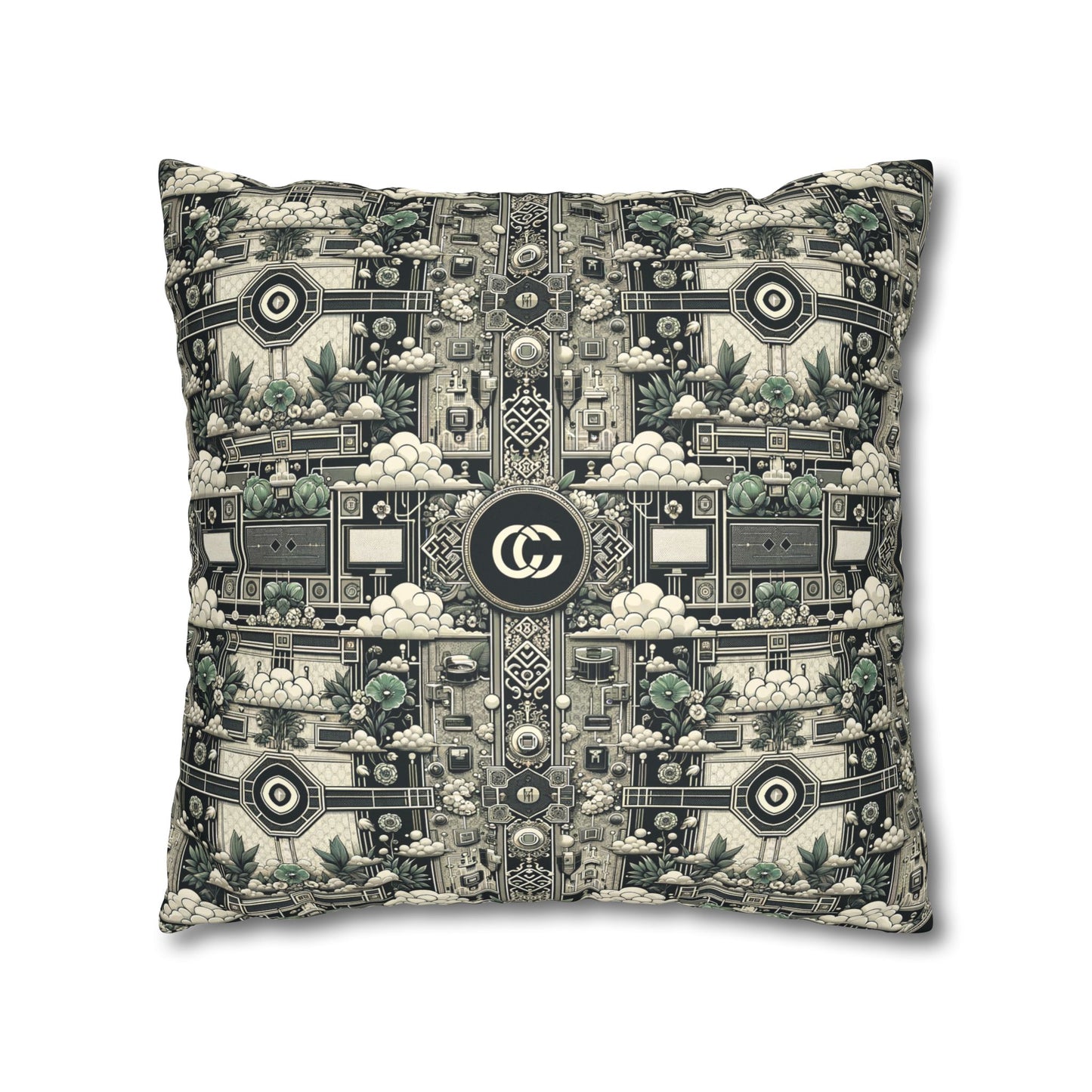 Cyber Garden Party Tech Garden Extravaganza Faux Suede Square Pillowcase - 8404 Design-54