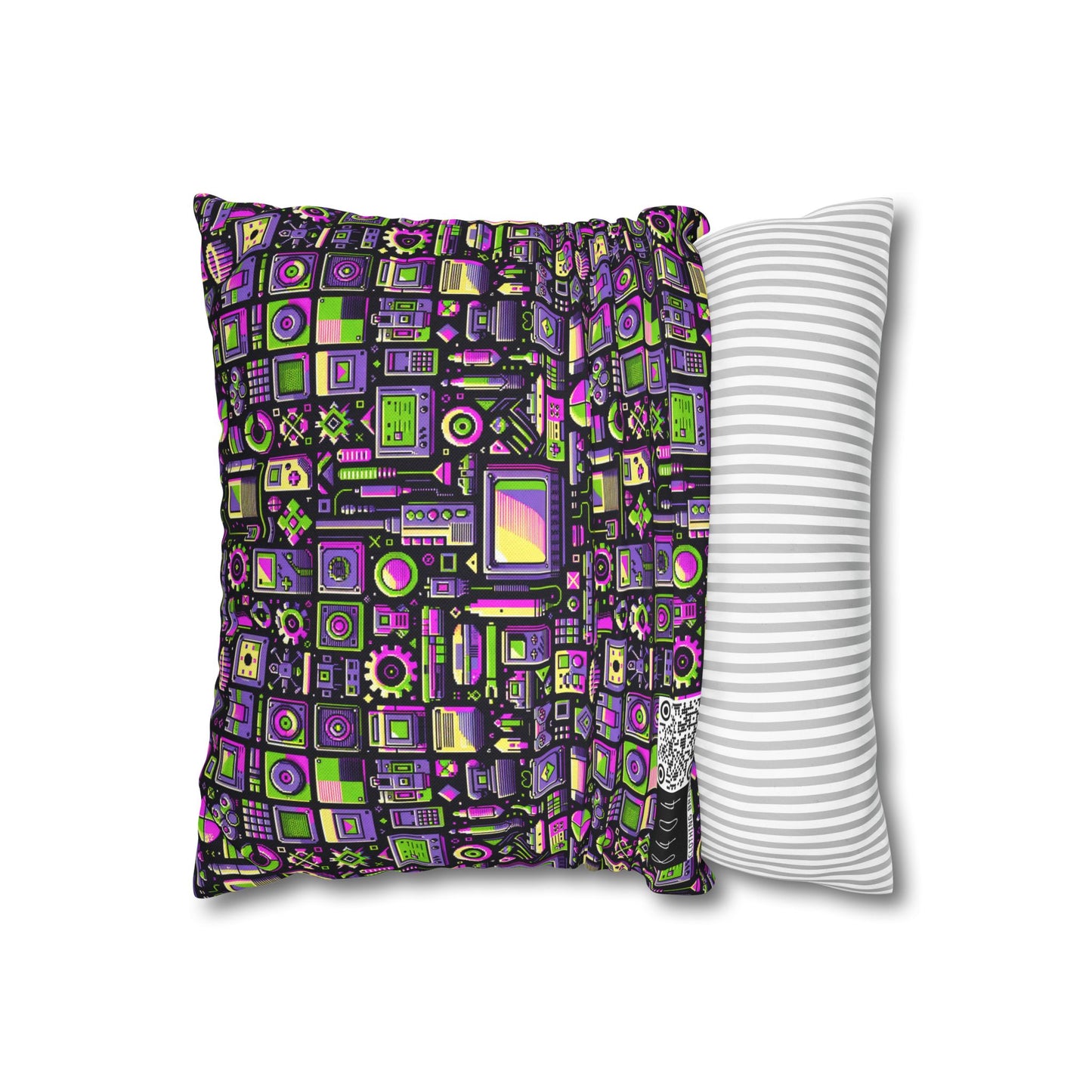 Digital Nostalgia Remix Modern Vintage Fusion Spun Polyester Square Pillowcase - 8404 Design-67
