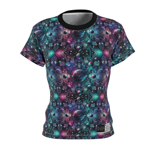 Galactic Hues Tech-Forward Cosmic Fusion Women's Cut & Sew Tee - 8404 Design-59