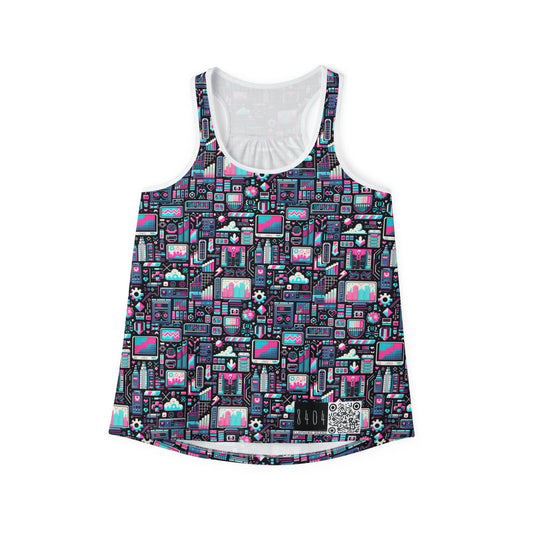 Digital Rebellion Youthful Streetwear with a Rebellious Digital Twist Women's Tank Top - 8404 Design-71