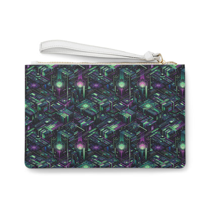 Tech Noir Aesthetics Tech-Forward Urban Dystopia Clutch Bag - 8404 Design-43