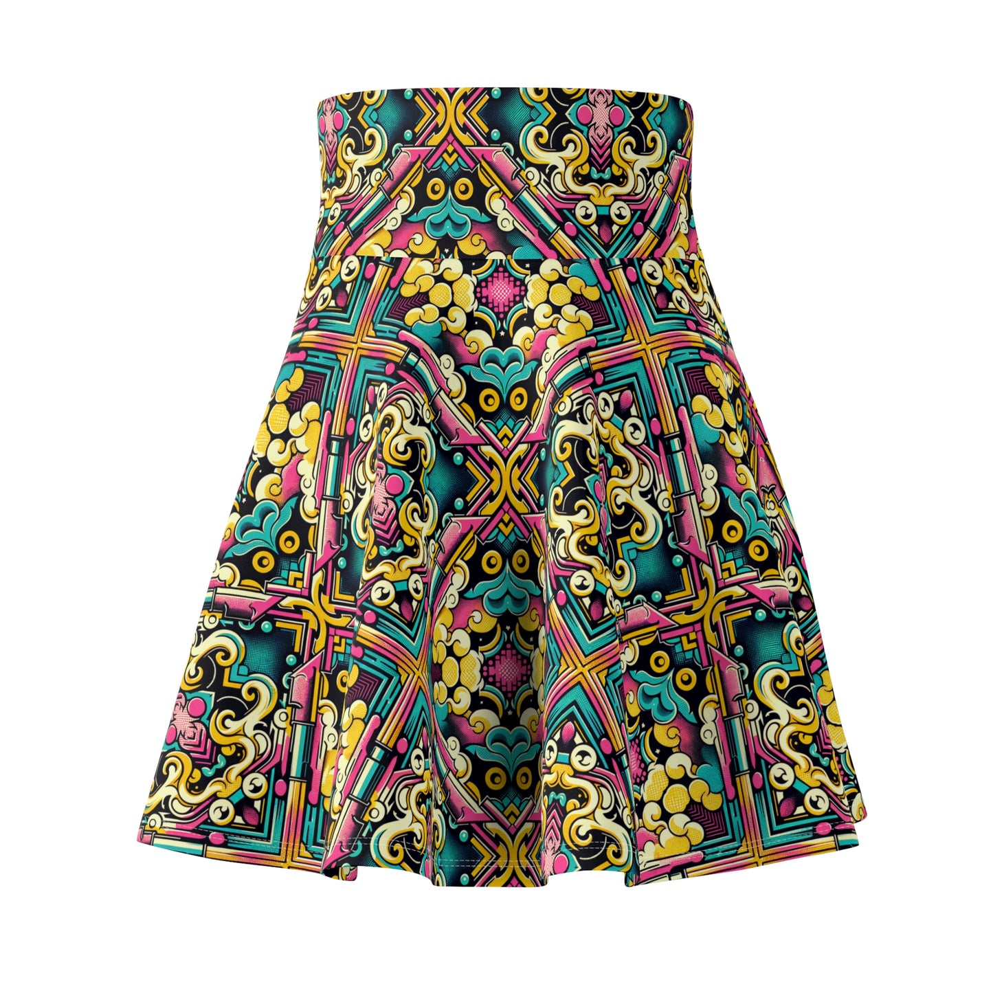 Neon Pop Art Revival Pop Culture Retro Women's Skater Skirt - 8404 Design-59