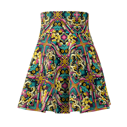 Neon Pop Art Revival Pop Culture Retro Women's Skater Skirt - 8404 Design-59