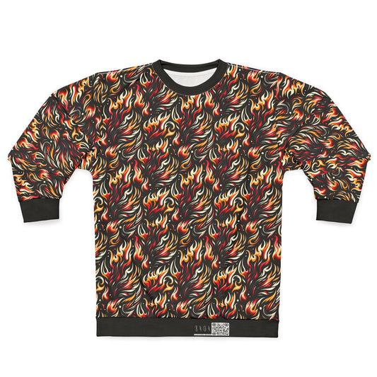 Fire & Flames Bold Streetwear Statement Sweatshirt - 8404 Design-60