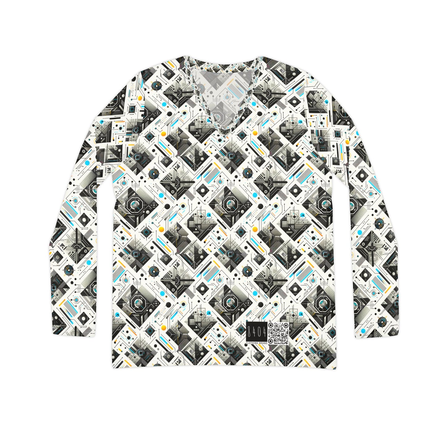 Tech Minimalism Minimalist Tech Women's Long Sleeve V-Neck Shirt - 8404 Design-47