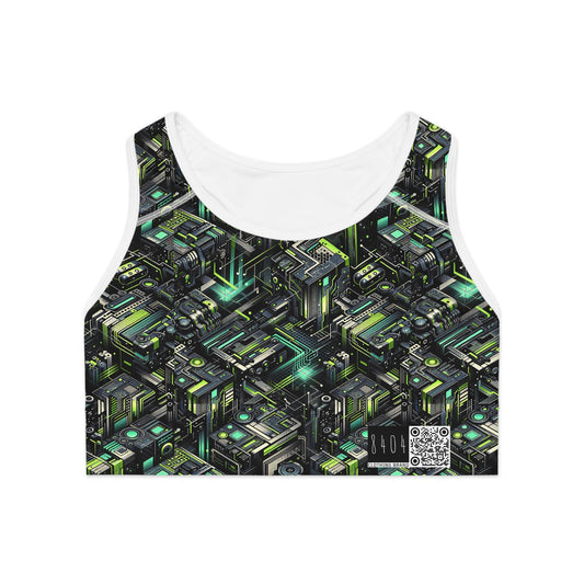 Tech-Infused Graphics Tech-Forward Streetwear Sports Bra - 8404 Design-47