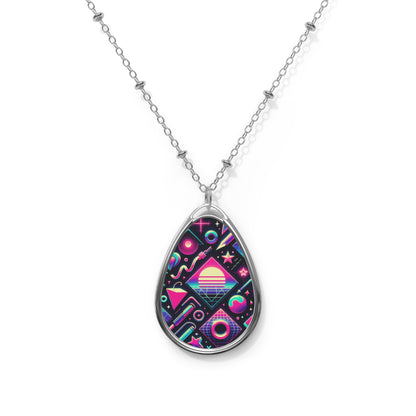 Neon Retro Revival Retro Futurism Oval Necklace - 8404 Design-61