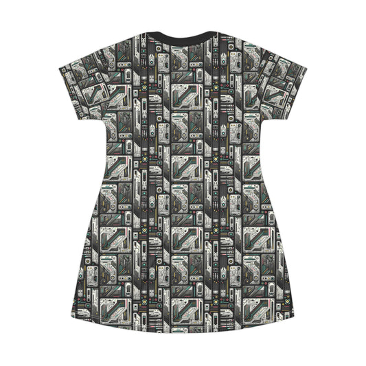 Tech Utility Gear Tech-Forward Minimalism T-Shirt Dress - 8404 Design-45