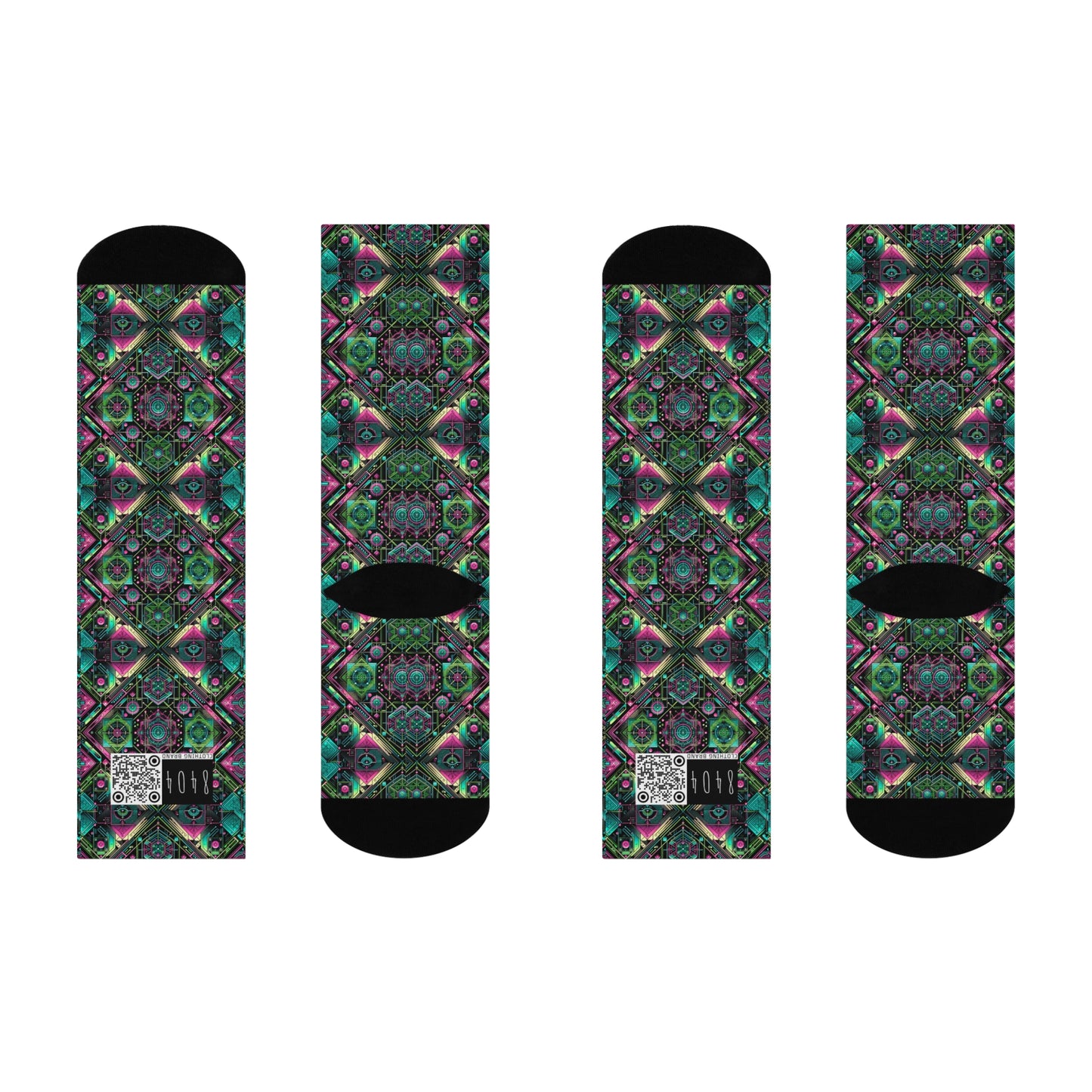 Tech-Infused Graphics Tech-Forward Streetwear Cushioned Crew Socks - 8404 Design-45
