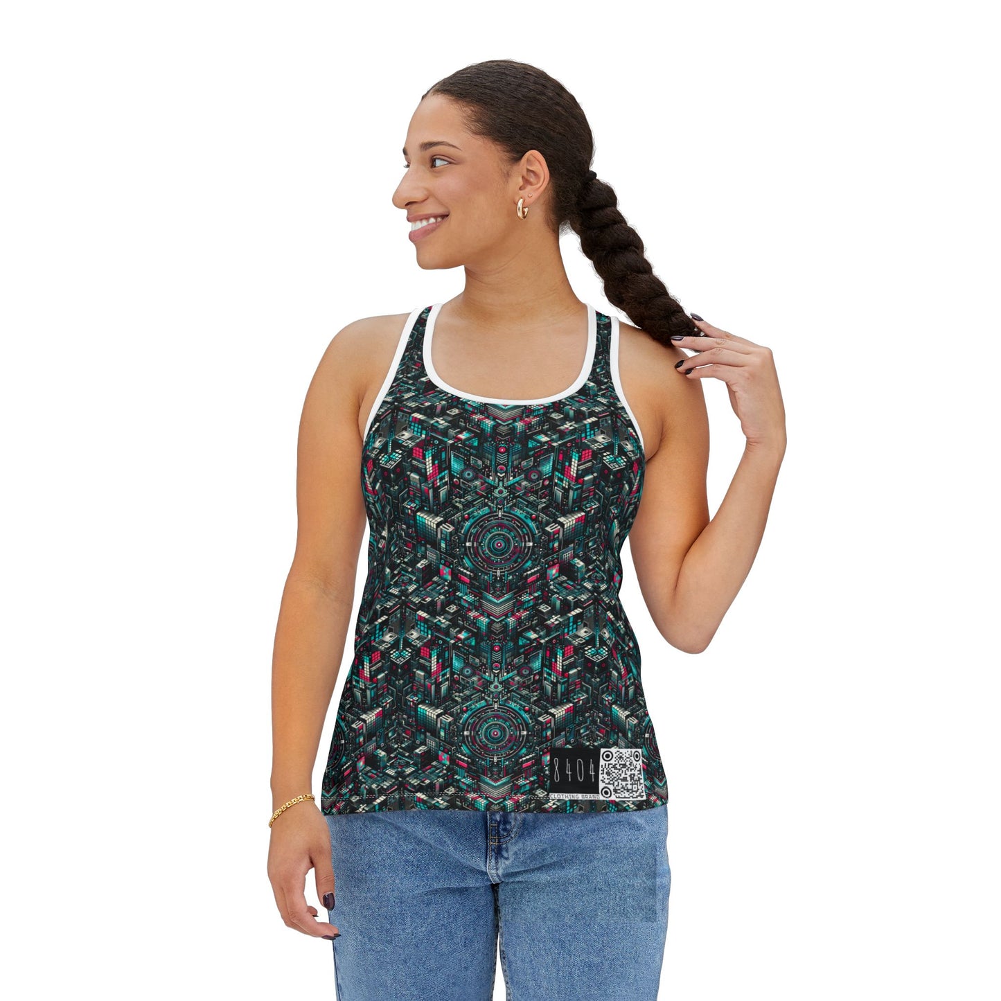 Digital Rebellion Tech-Inspired Streetwear Women's Tank Top - 8404 Design-54